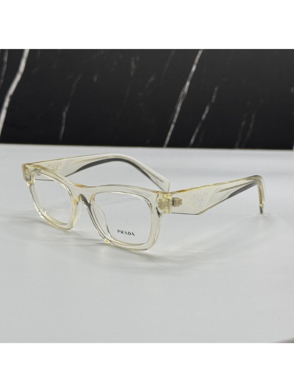 Prada PRB01V 19X1O1 Women Clear Cream Cat Eye Eyeglasses Authentic NEW - Picture 5 of 9